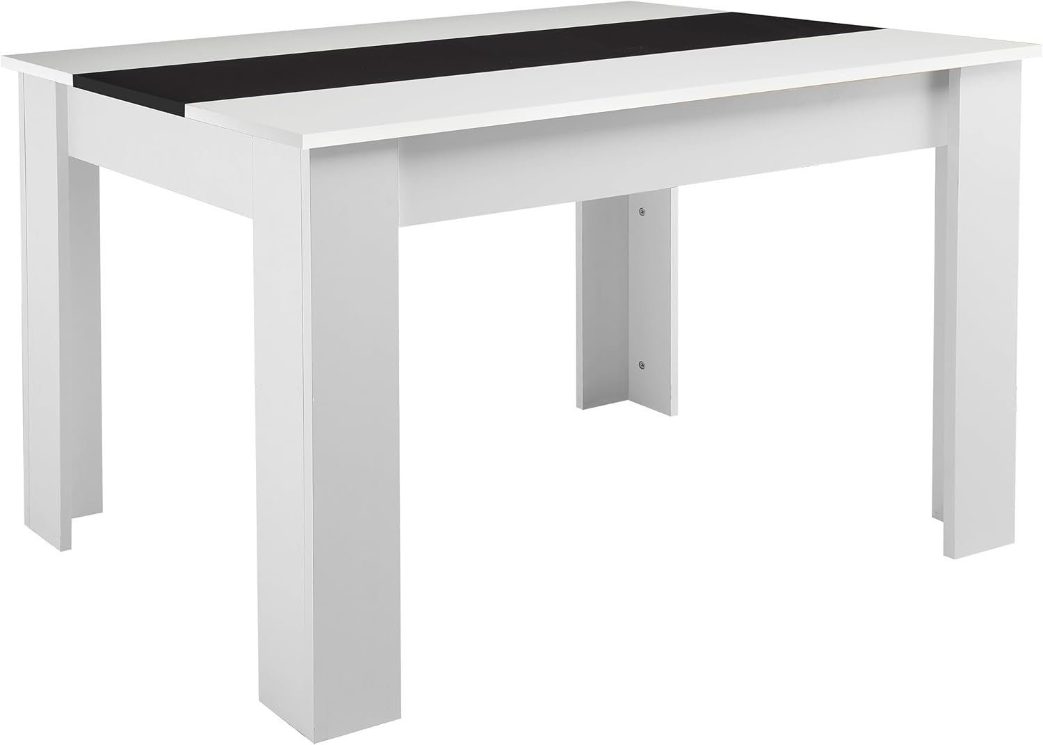 Modern Dining Table Set 6 PU Leather Chairs White Black 140cm x 80cm