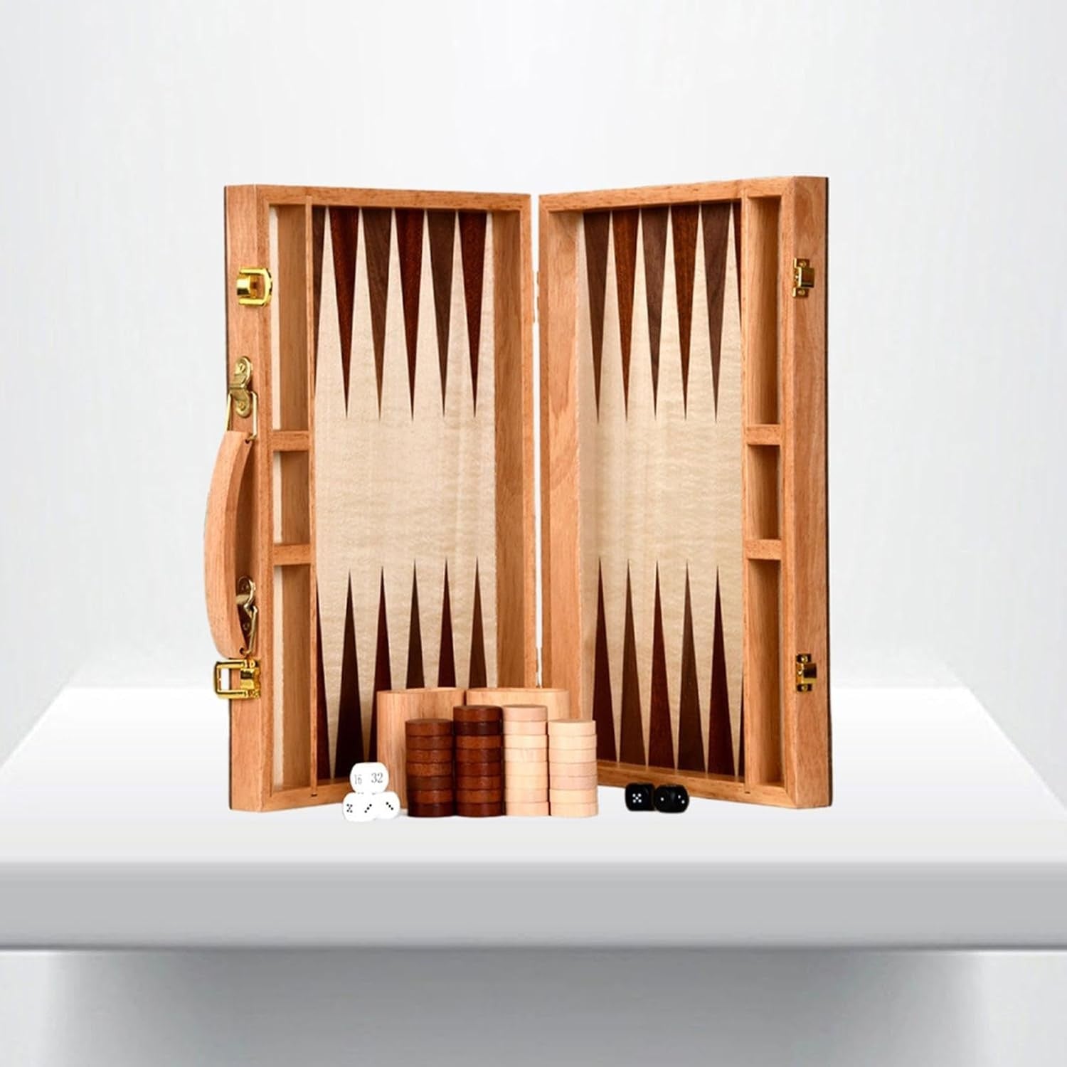 Backgammon Set Wooden Folding Board Game Lightweight Travel Desk Play