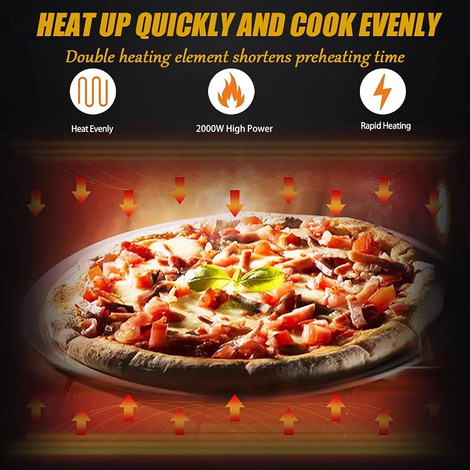 Commercial Electric Pizza Oven 16" Double Deck 500°C Stainless Steel Bakery Gril