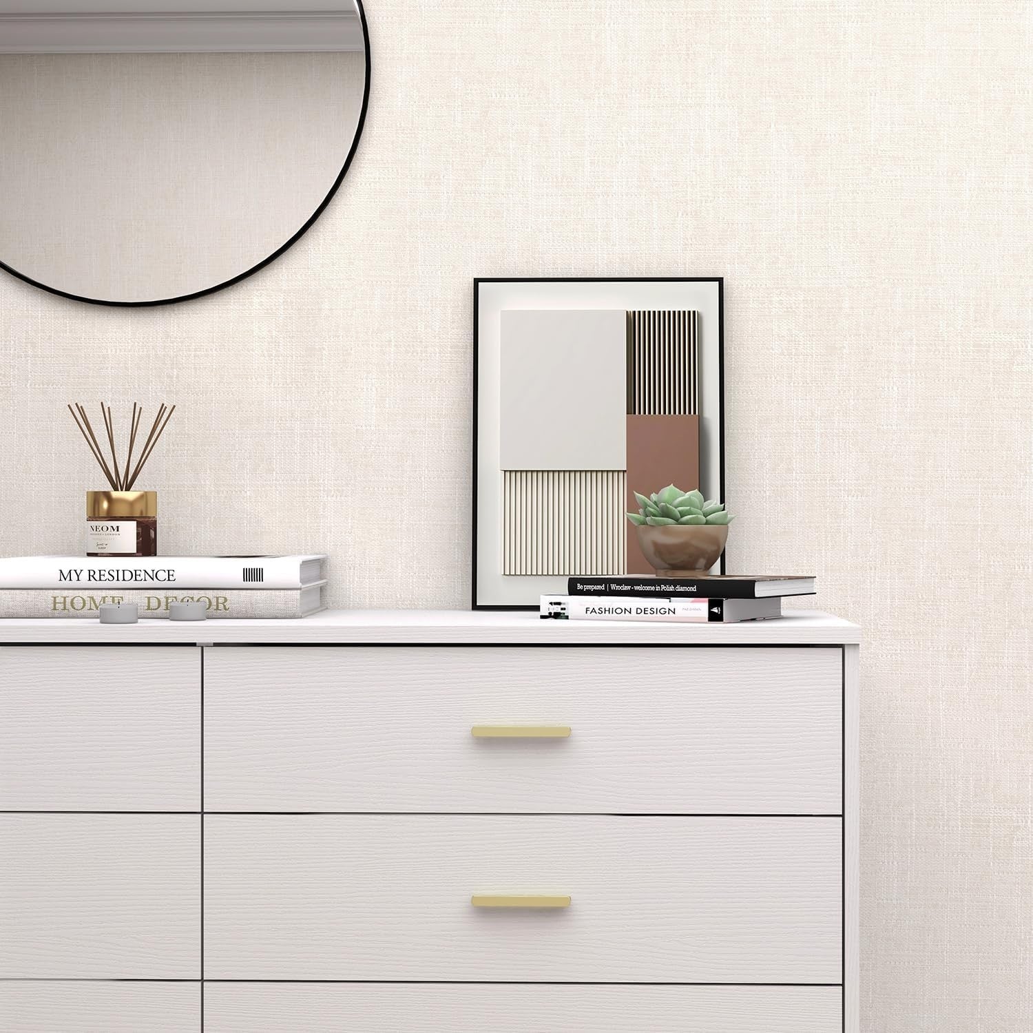 White 8 Drawer Wide Chest Storage Dresser Gold Handles Bedroom Unit