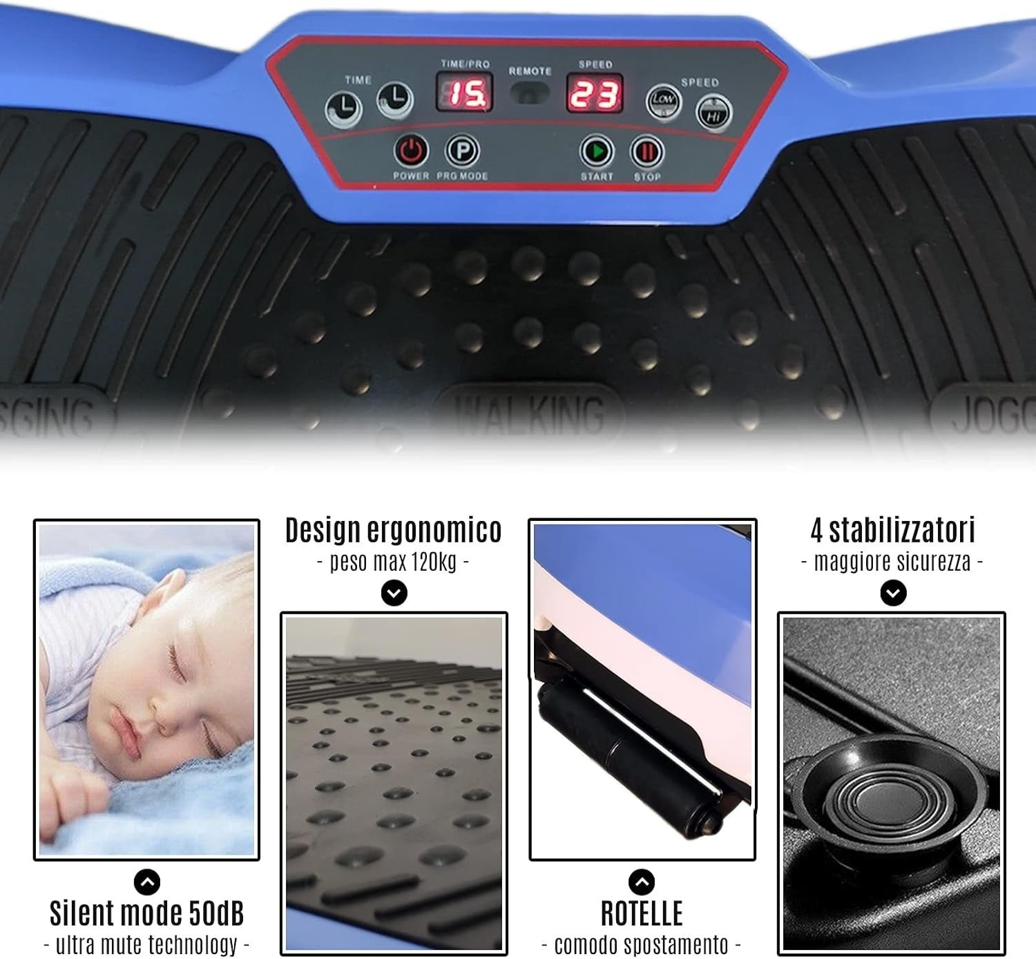 LCD Vibration Fitness Platform 9 Programs 99 Speeds Remote Bands