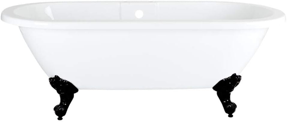 White Double Ended Freestanding Roll Top Bath 1795x785mm Black Claw Feet