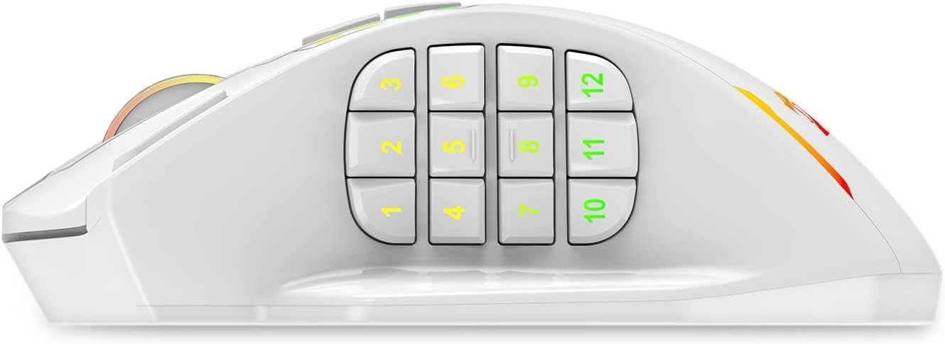 White Wireless Gaming Mouse 16000 DPI RGB MMO 16 Buttons Rechargeable