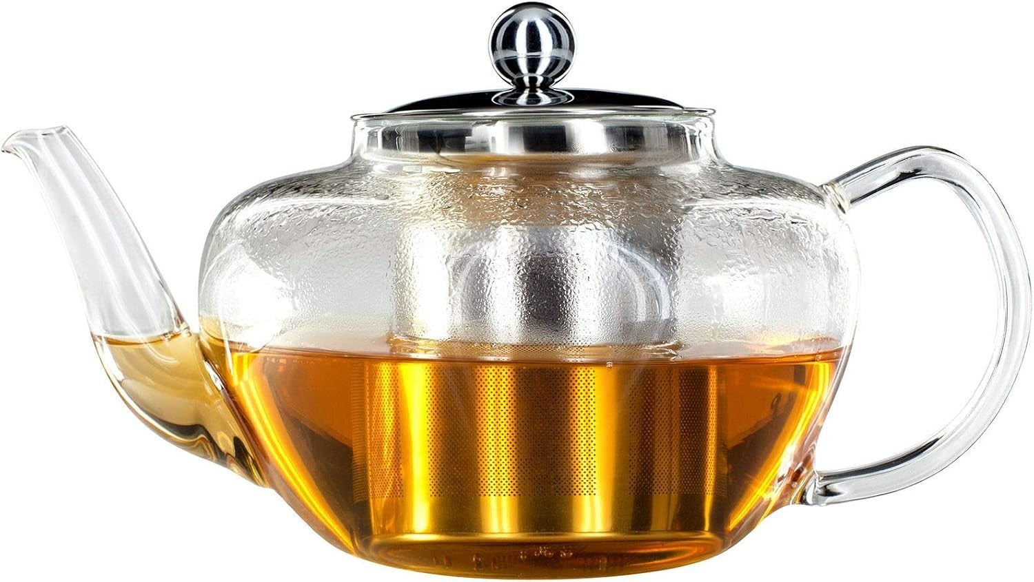 Glass Teapot 1L Loose Leaf Tea Pot Stainless Steel Infuser & Lid