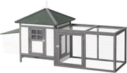 Wooden Chicken Coop with Run Nest Box Open Top Outdoor Hen House Grey