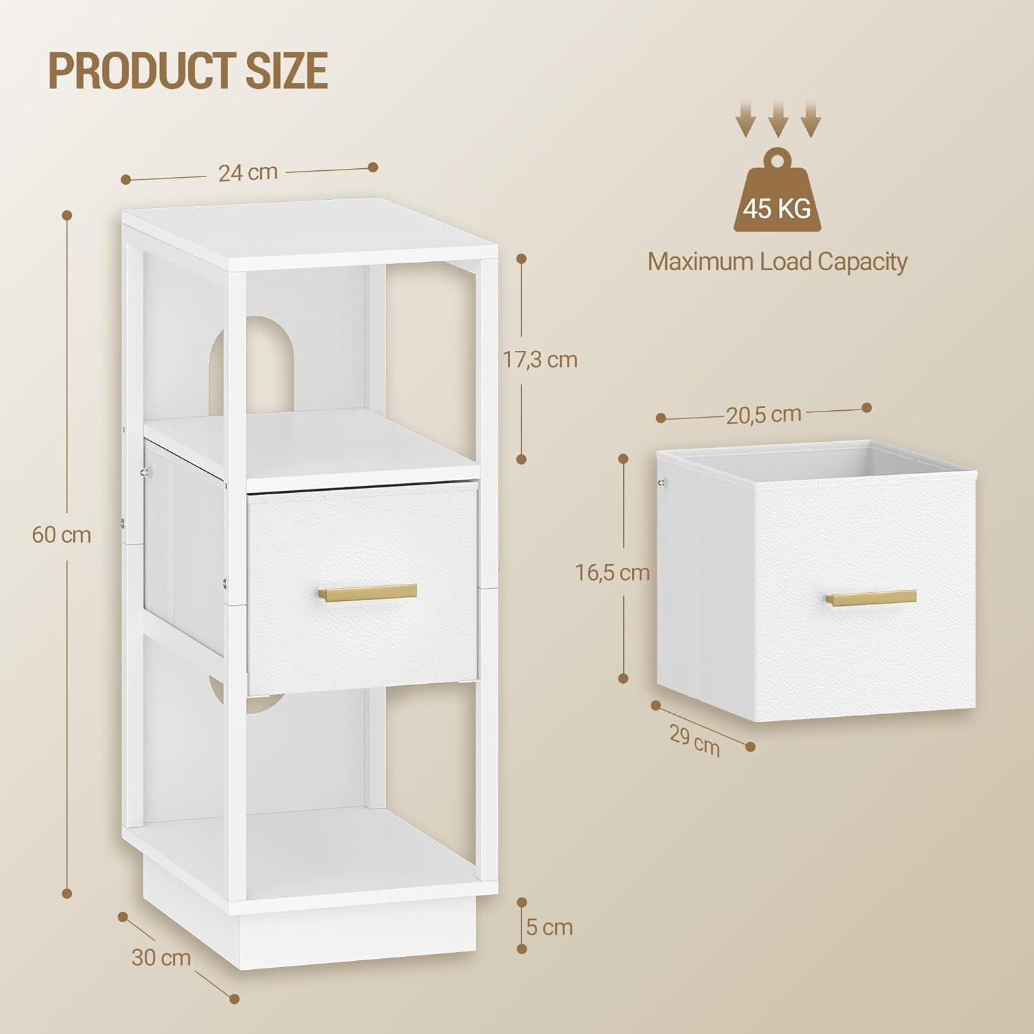 Set of 2 Slim White Bedside Tables – Modern Narrow Nightstands w/ Drawer & Shelv