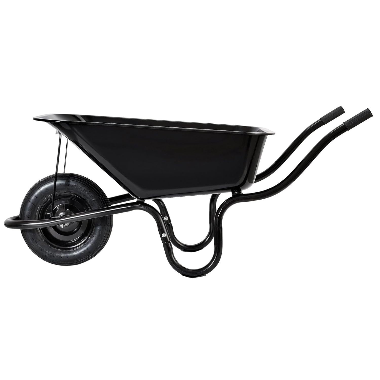 85L 1-Wheel Metal Wheelbarrow – Black – Heavy Duty Tray w/ Pneumatic Tyre 150kg
