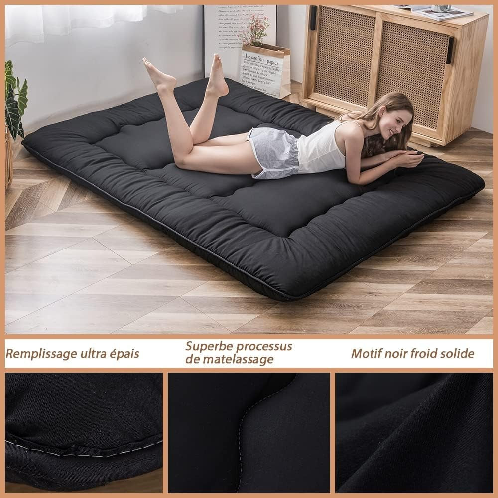 Foldable Double Futon Mattress | Thick Tatami Sleeping Pad, Portable Bed