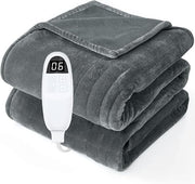 Electric Heated Throw Blanket Single Fleece 6 Heat Settings Timer Washable