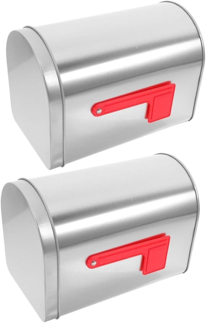 Silver Tin Mailbox Storage Box – Decorative Organizer for Cards, Candy, Letters