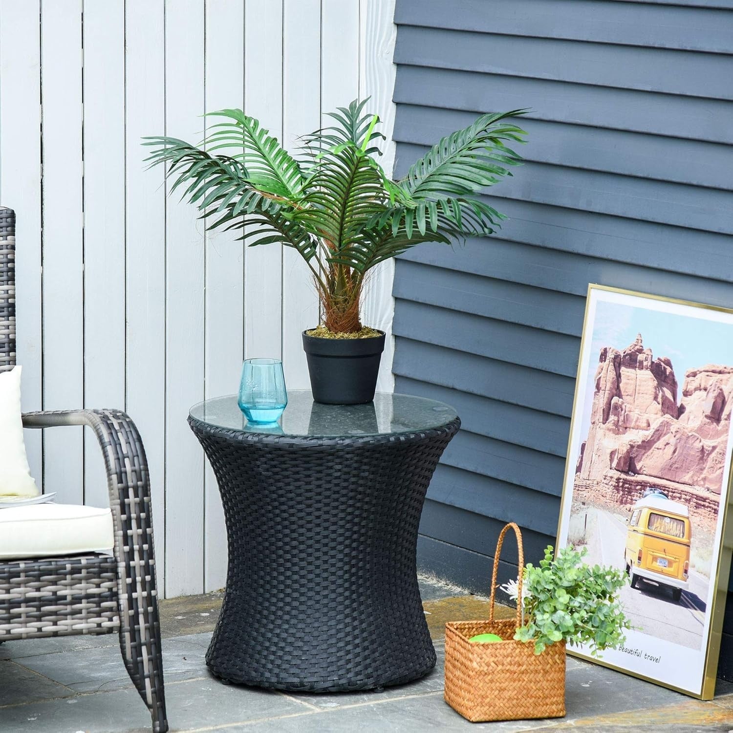 Artificial Palm Tree 60cm Faux Green Plant with Pot Tropical Home Garden Decor