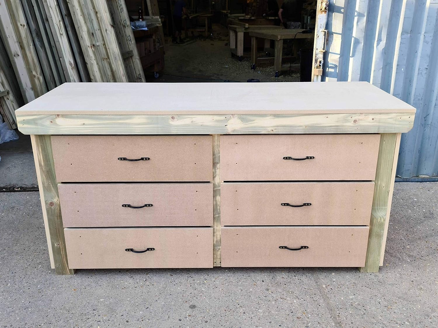 5ft Heavy Duty Wooden Workbench Tool Cabinet – 18mm MDF Top & 6 Drawers