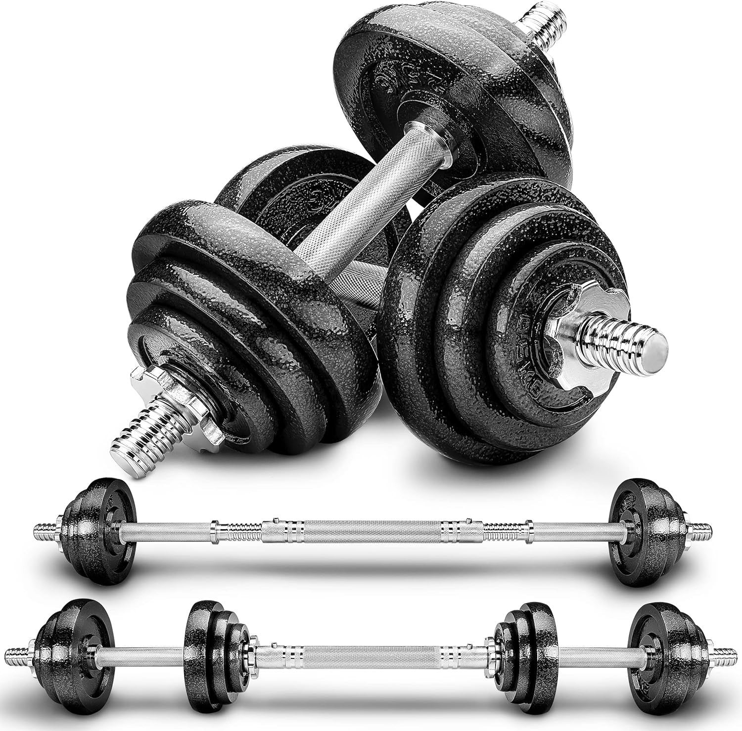2-in-1 30KG Weight Set Dumbbell to Barbell Spinlock Home Strength Kit