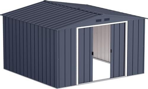 Extra Large Metal Garden Storage Shed 10x10ft Waterproof Outdoor Tool Shed