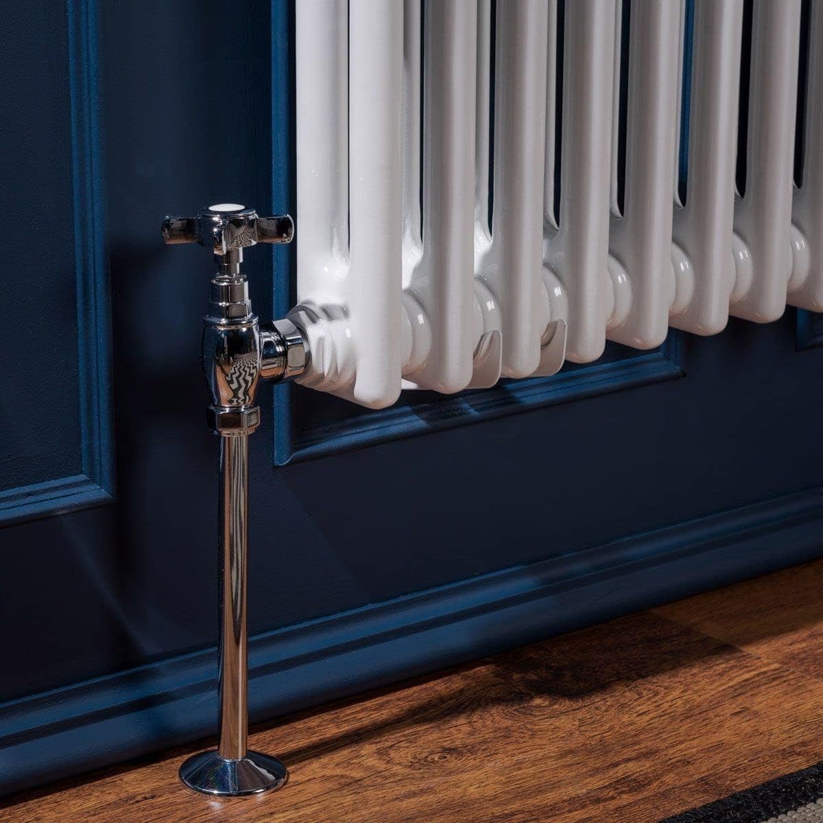 Double Column Horizontal Radiator 300x1190mm White Cast Iron Style