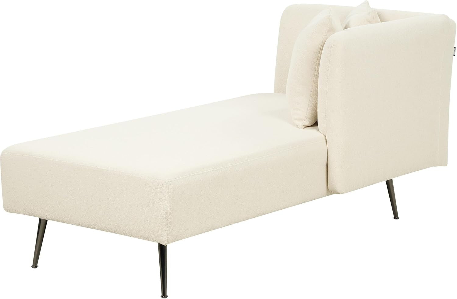 Modern White Boucle Chaise Lounge Left-Hand Sofa with Cushions 77cm Deep