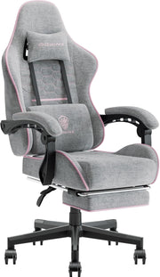 Ergonomic Gaming Chair with Footrest Massage 150kg Pink Grey