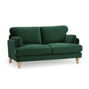 Luxury Green Velvet 2 Seater Sofa Modern Deep Seat Cushions Solid Wood Legs