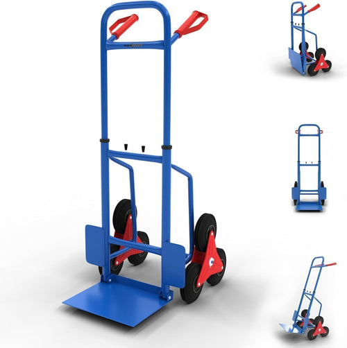 Foldable Stair Climber Sack Truck 150kg 6-Wheel Heavy Duty Hand Trolley Blue