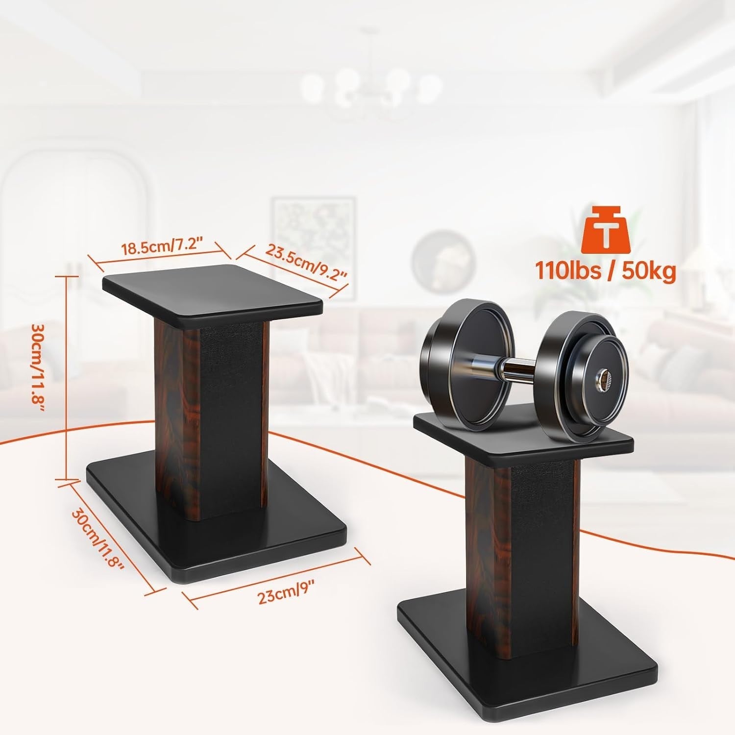 30cm Wood Speaker Stands HiFi Heavy Duty MDF Set Sand Fill Design