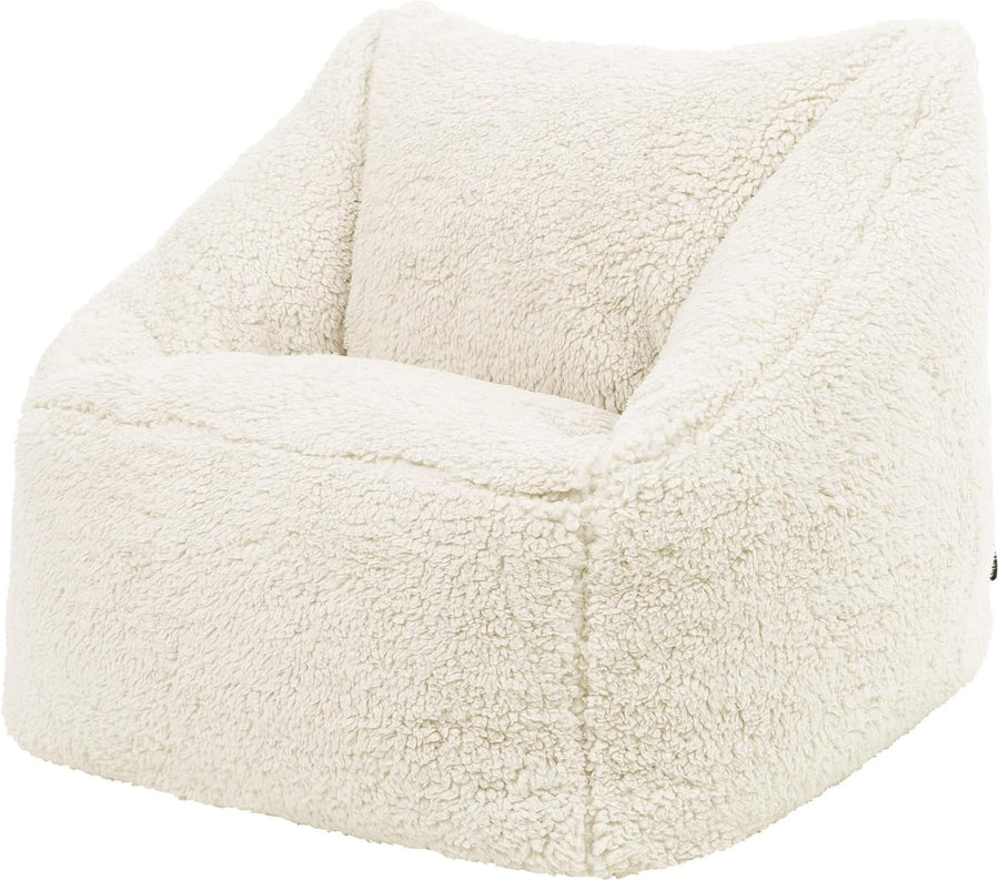 Cream Teddy Kids Bean Bag Chair – Soft Fleece Lounge Armchair Seat