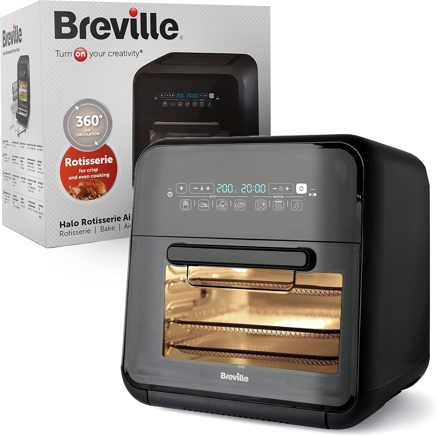 10L Rotisserie Air Fryer Oven Extra Large Digital Fry Bake Dehydrate 2000W