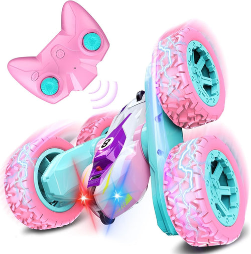 Pink 4WD RC Stunt Car for Girls 3–8+, 360° Flip Remote Control Car
