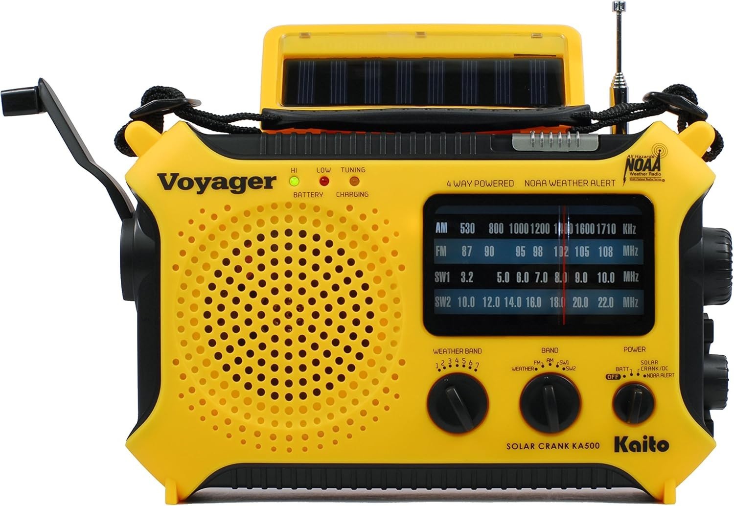 Emergency Weather Alert Radio Solar Hand Crank AM FM SW 7 Band Yellow