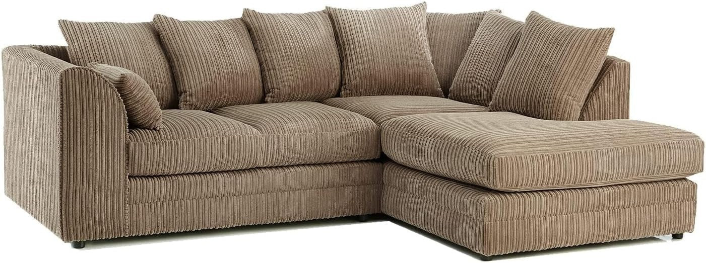 Beige Jumbo Cord 4-Seater Right Hand Corner Sofa | Stylish & Comfy L-Shape