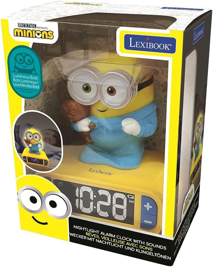 Kids Cartoon Alarm Night Light LED Display Snooze Sounds Bedroom