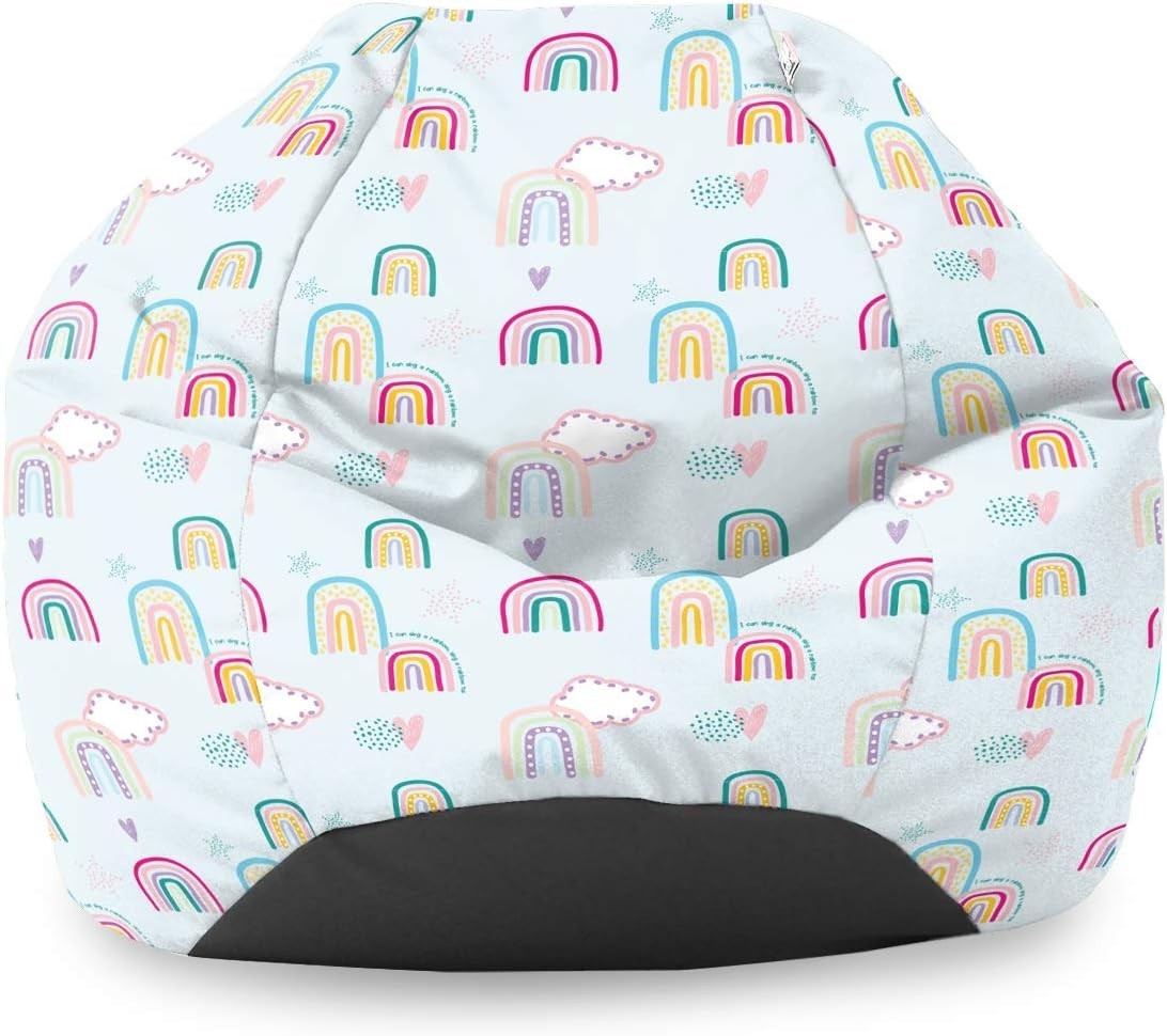 Kids Bean Bag Chair Rainbow Washable Seat for Bedroom Playroom 65x85cm