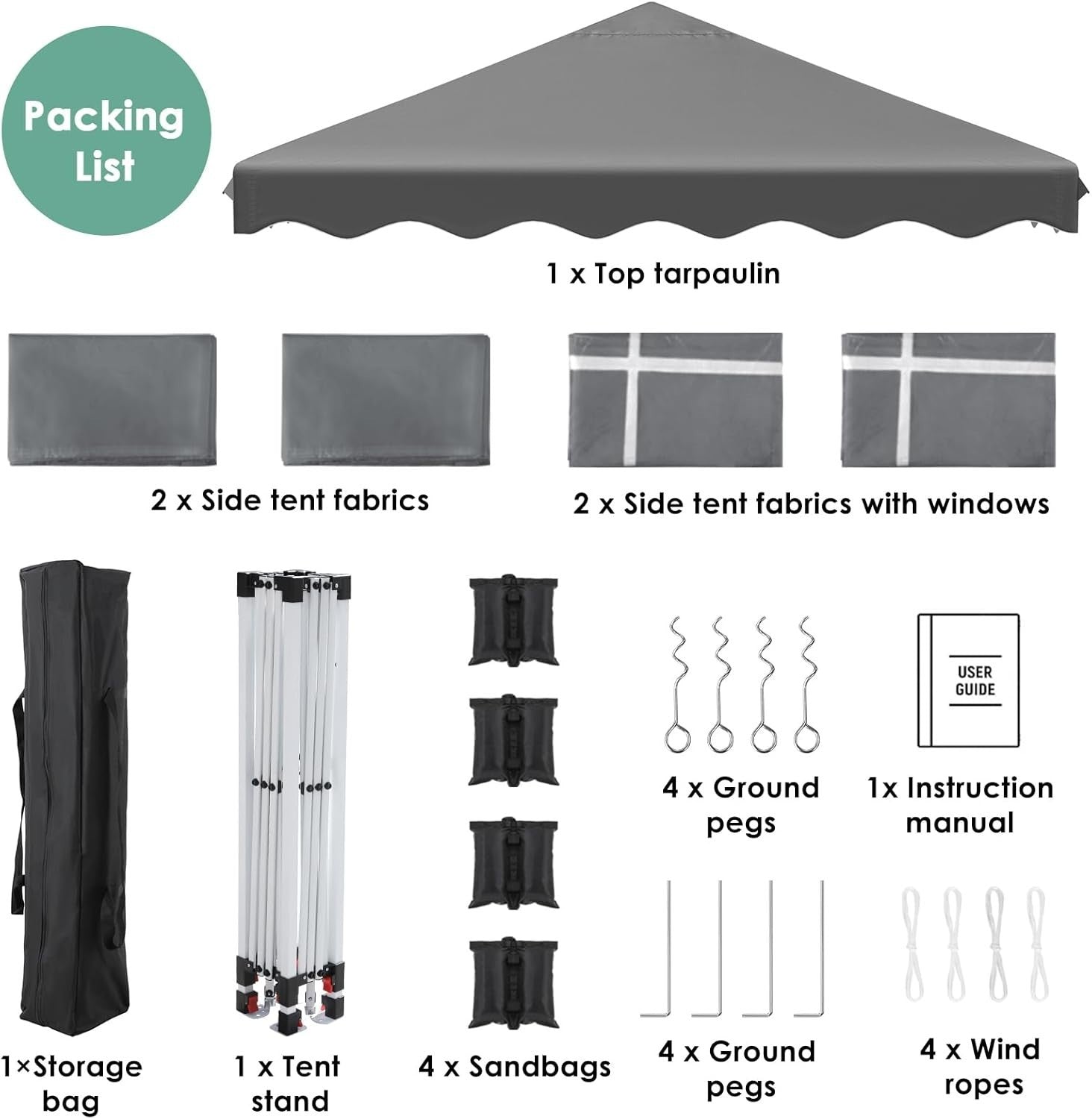 3x3M Pop Up Gazebo With Sides Waterproof Garden Party Tent UV50+ 420D Oxford