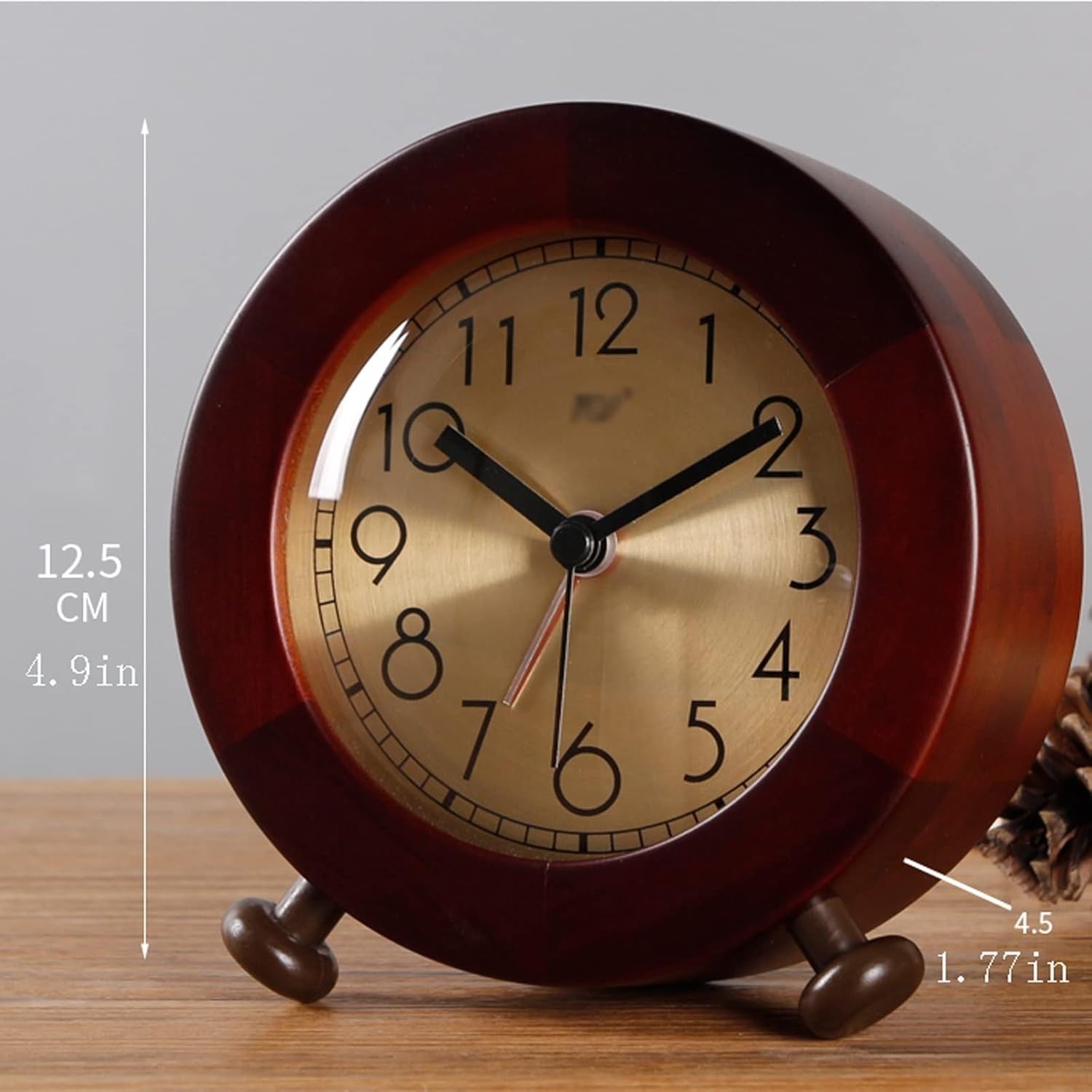 Silent Wooden Alarm Clock Night Light Small Bedside Clock for Heavy Sleepers