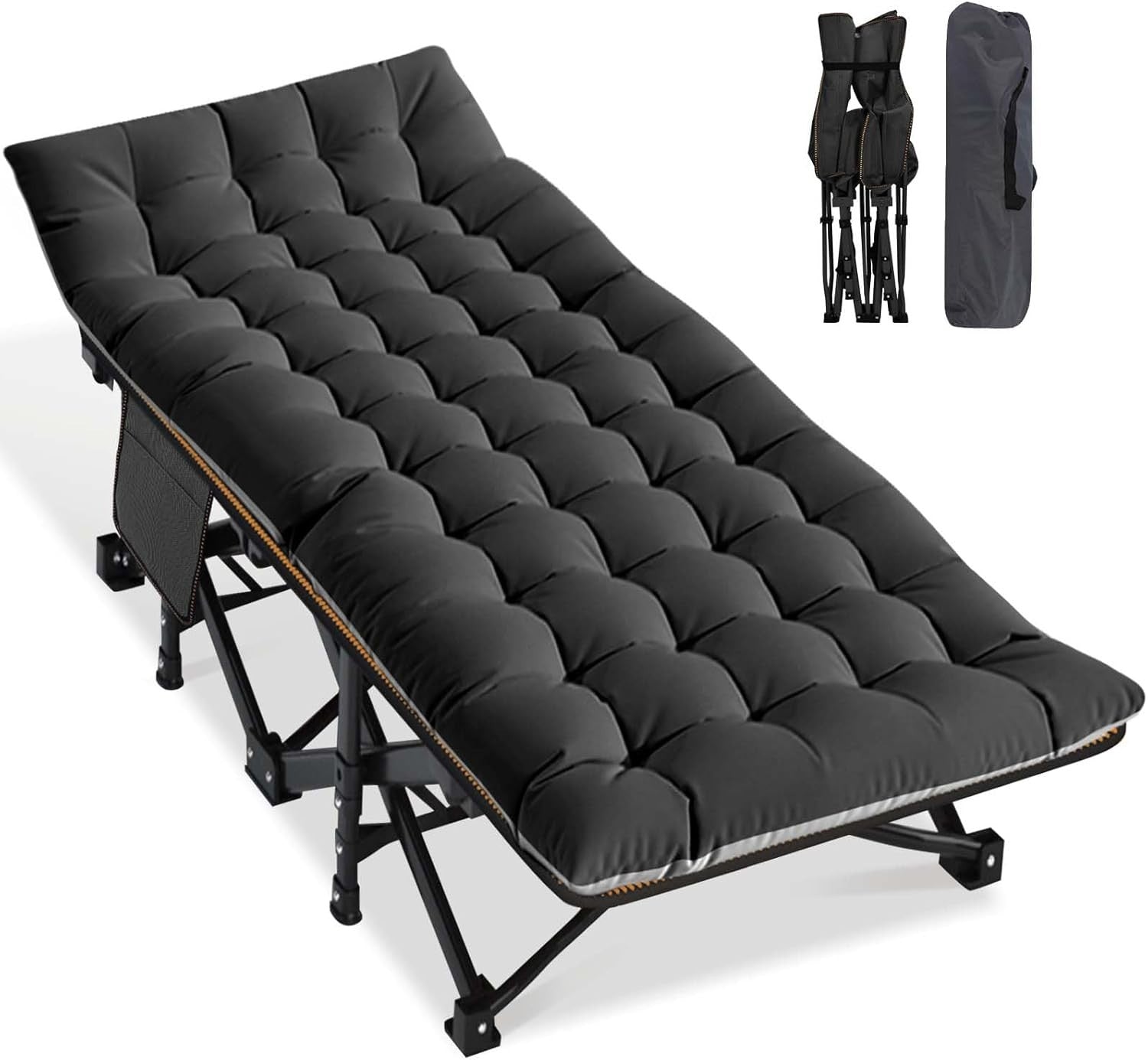XL Folding Camp Bed Extra Wide 32" Heavy Duty Cot Guest Bed 400KG Max