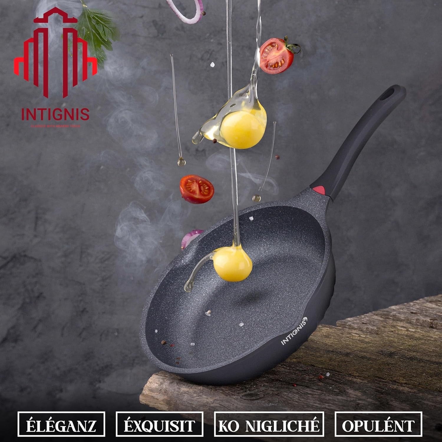 30cm Black Deep Non Stick Frying Pan with Lid  3in1 Skillet Sauté Pan & Mini Wok