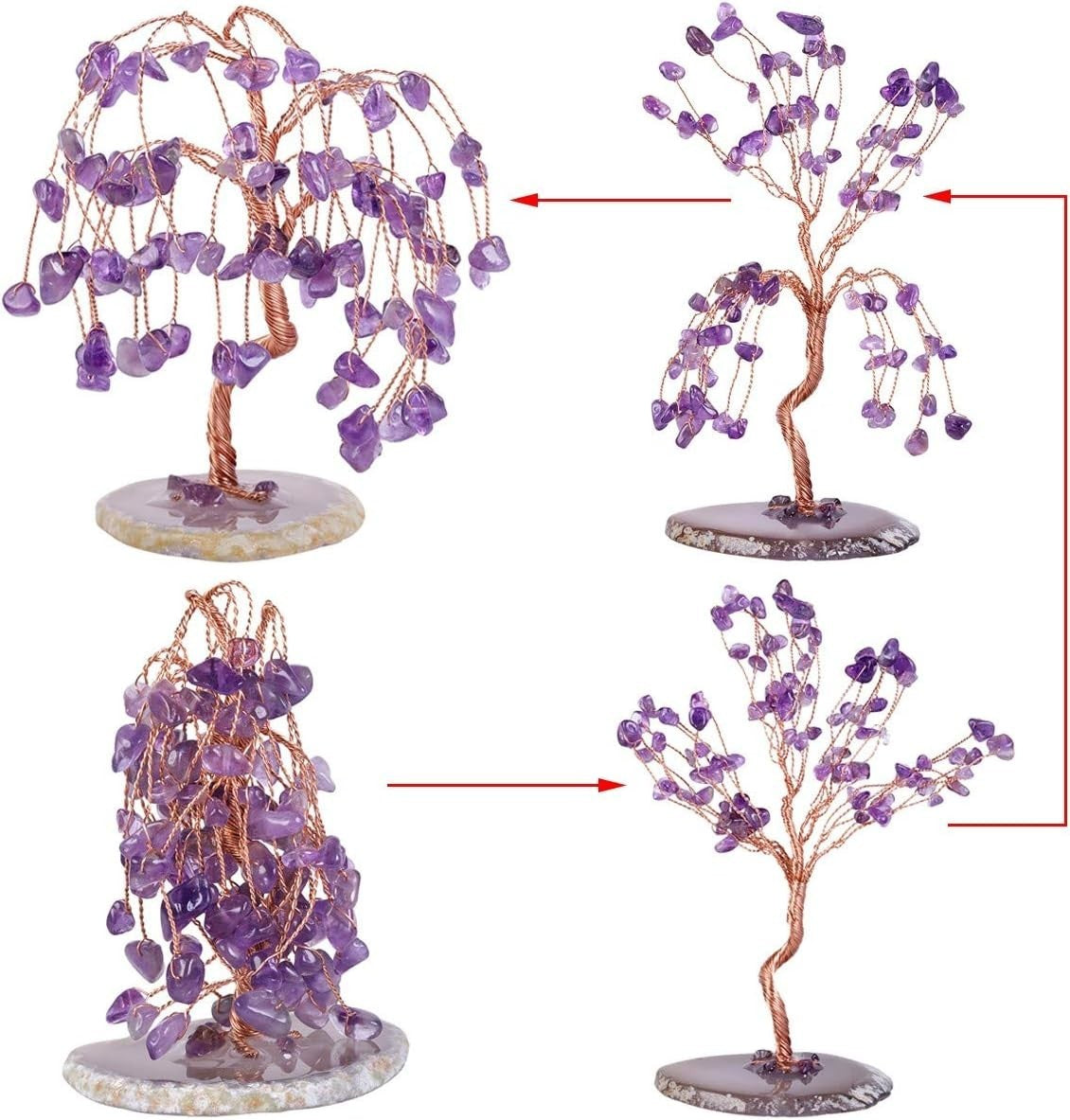Amethyst Gemstone Money Tree Crystal Healing Decor Willow Style Gift Ornament