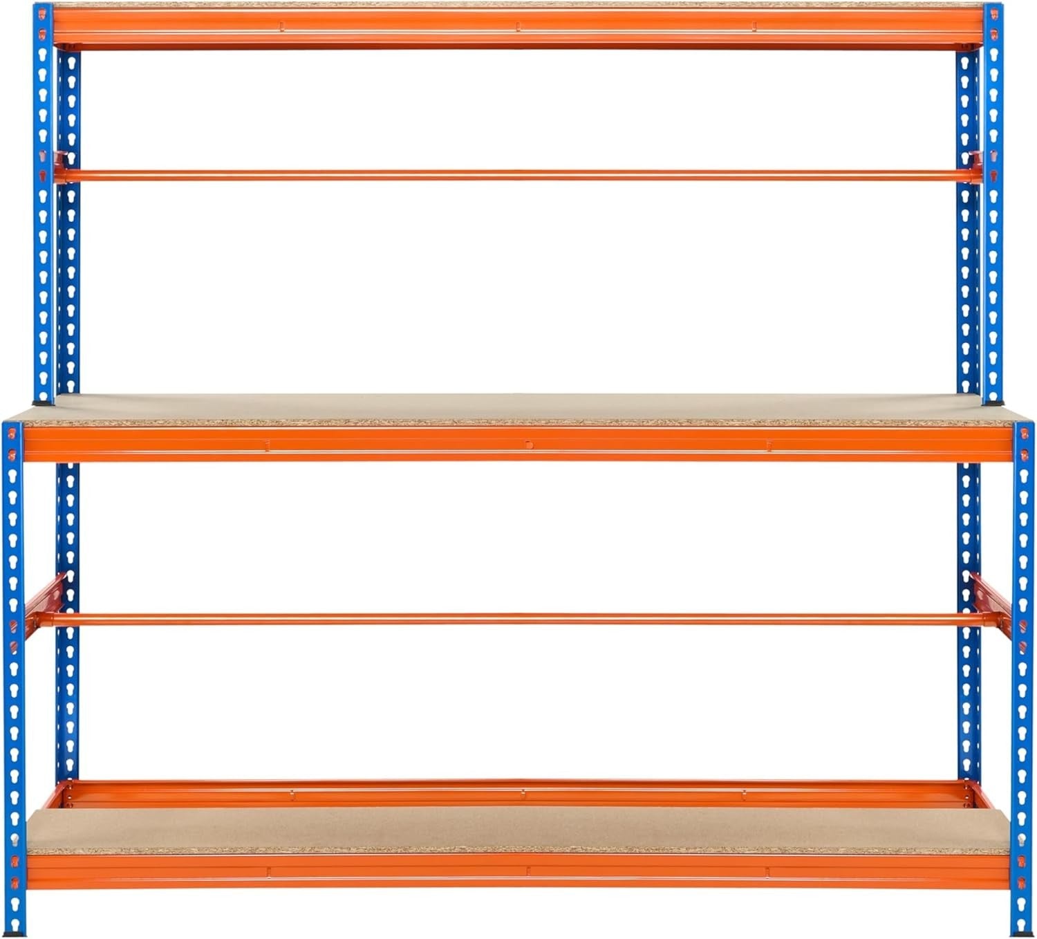 Heavy Duty Packing Workbench with Shelves Reel Bars Steel 1795mm Wide Station