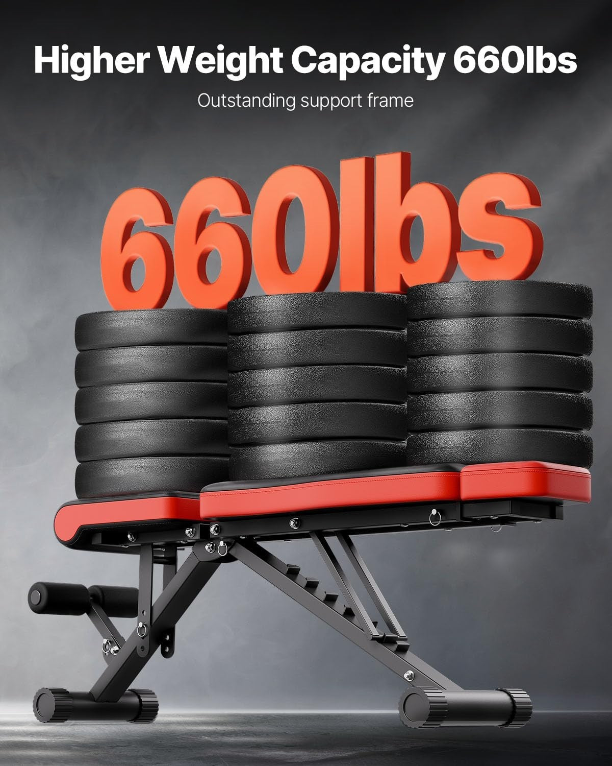 Adjustable Folding Weight Bench 660lb Incline Decline Full Body Home Gym