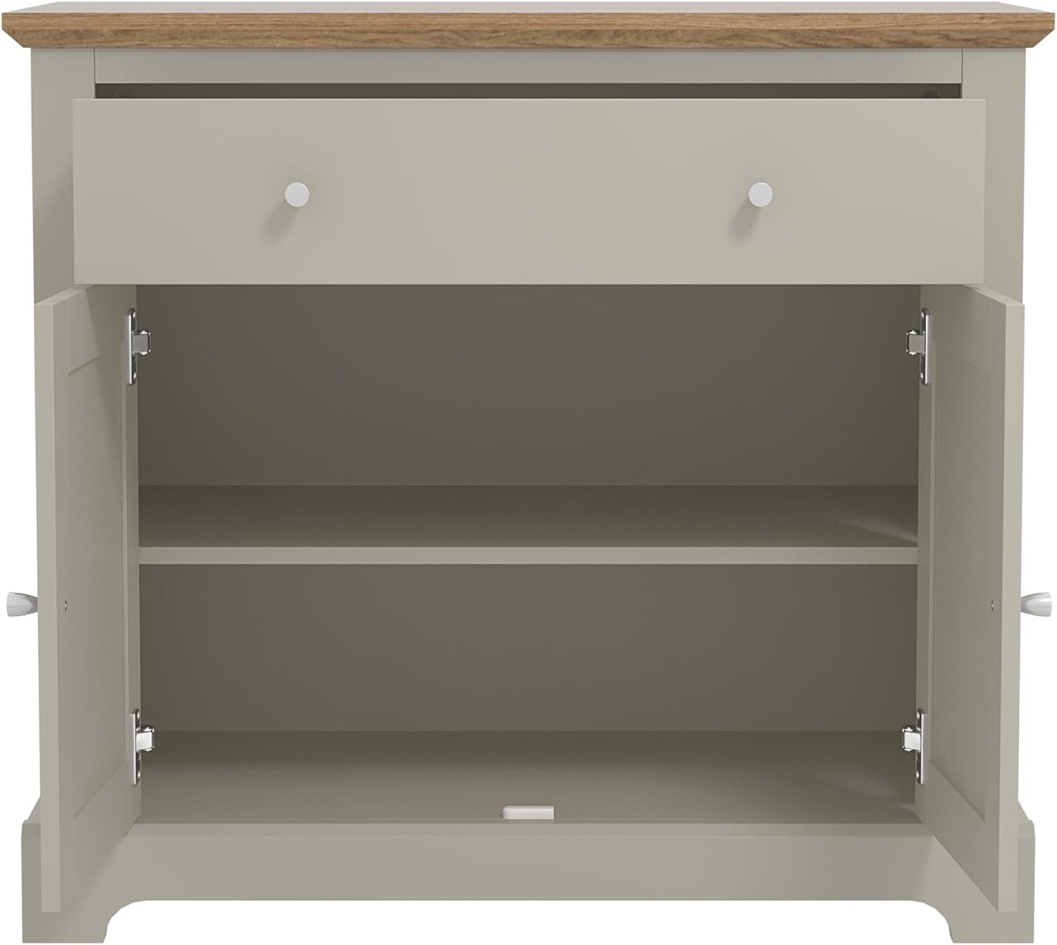 Modern Light Grey Oak Sideboard with Drawer & Adjustable Shelves Storage