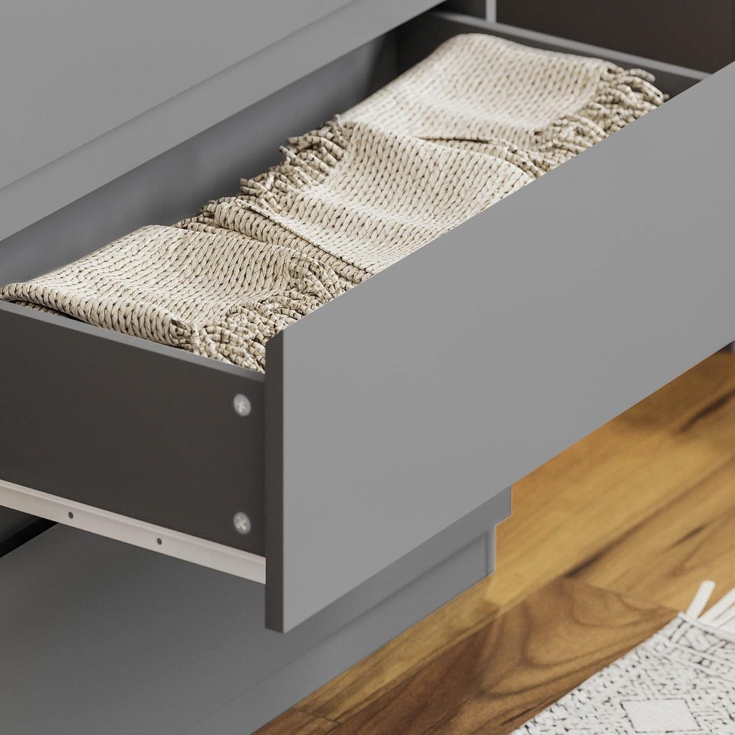 Modern Grey 3 Drawer Chest Storage Unit for Bedroom Home Office