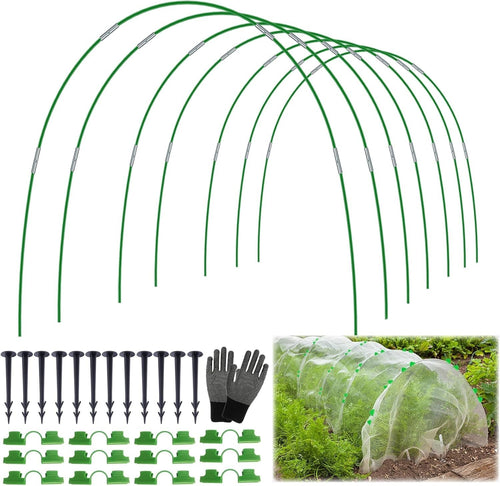 60pcs Garden Hoops for Raised Beds Fiberglass Plant Stakes Grow Tunnel Set