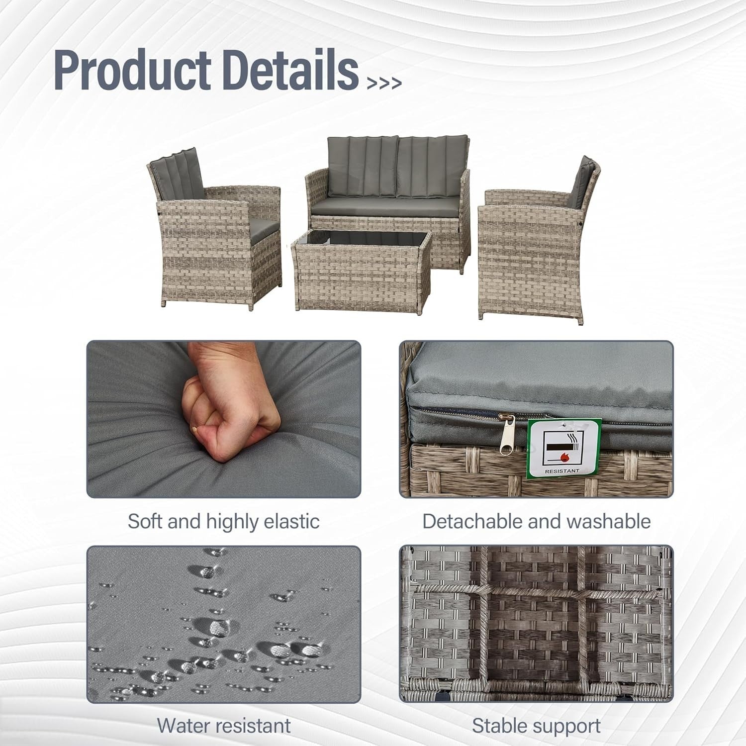 Rattan Garden Furniture Set 4 Seater Outdoor Sofa Chairs Table Cover