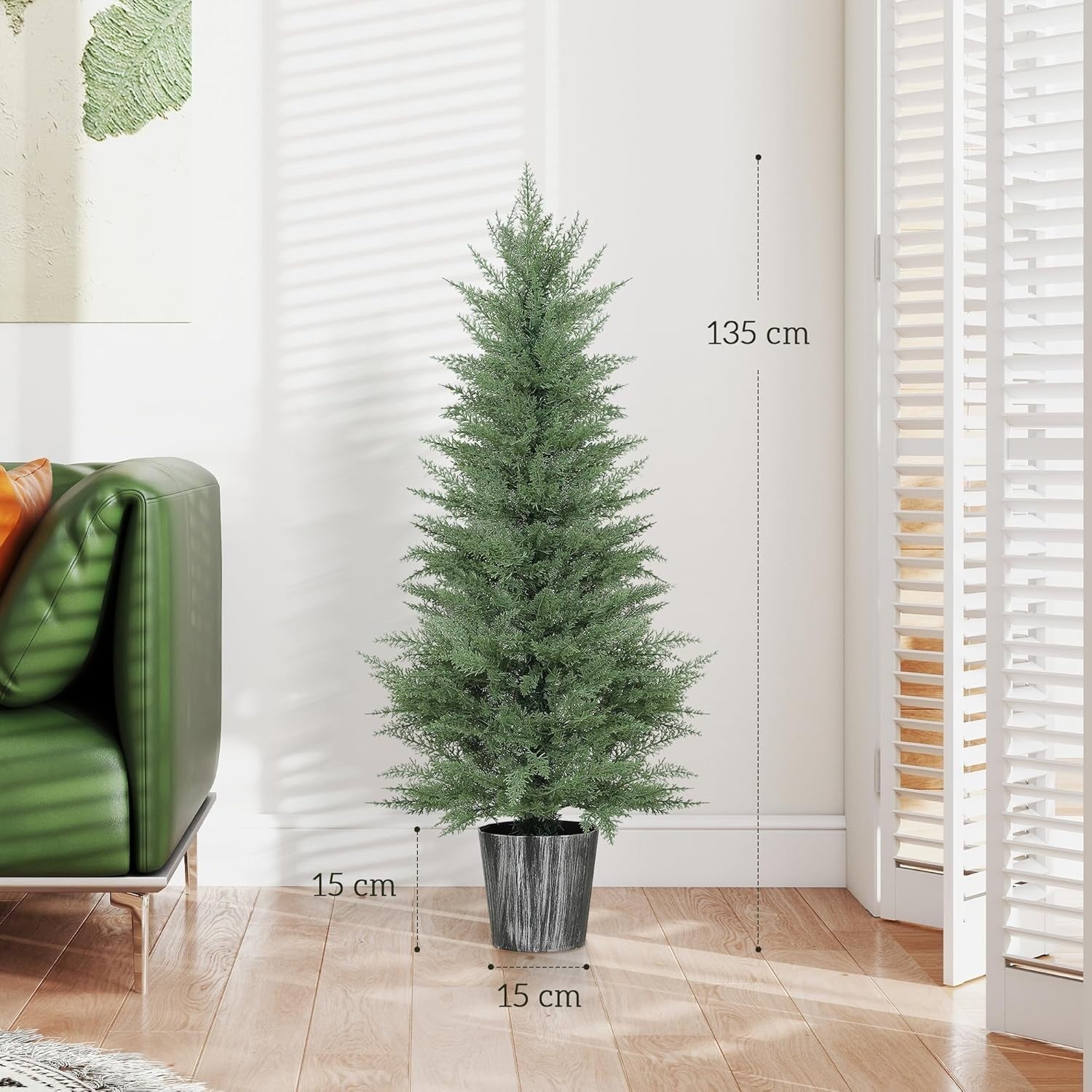 Set of 2 135cm Artificial Cypress Trees UV Resistant Faux Plants w/ Pots Decor