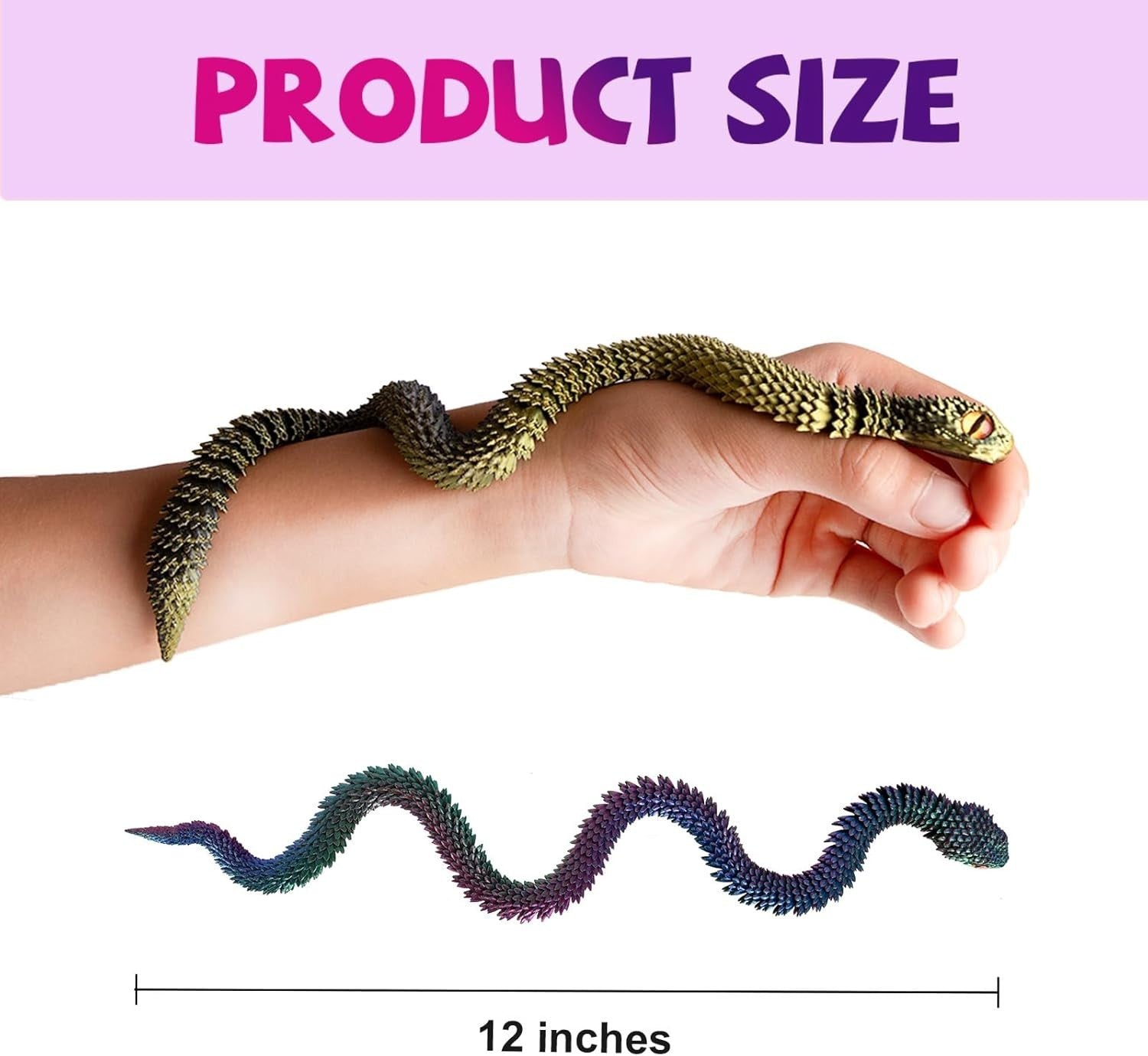 3pcs 3D Printed Mini Snake Fidget Toy Desk Stress Relief Set