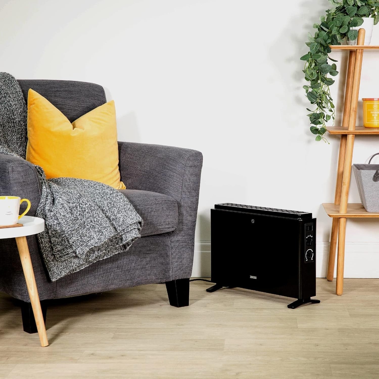 2000W Black Electric Convector Heater Freestanding Radiator 3 Heat Settings