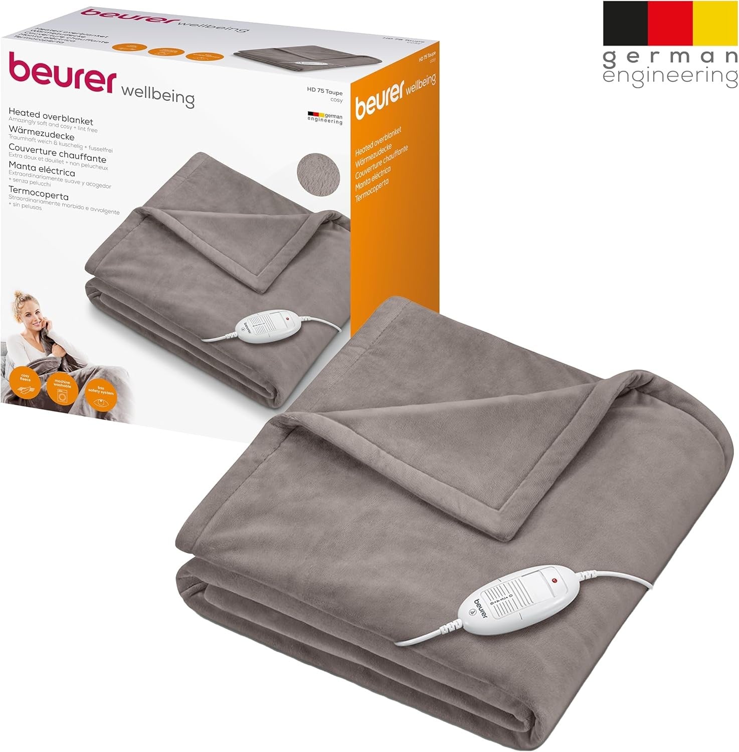 Electric Heated Throw Blanket 6 Heat Settings Auto Shut Off Soft Fleece  Descrip