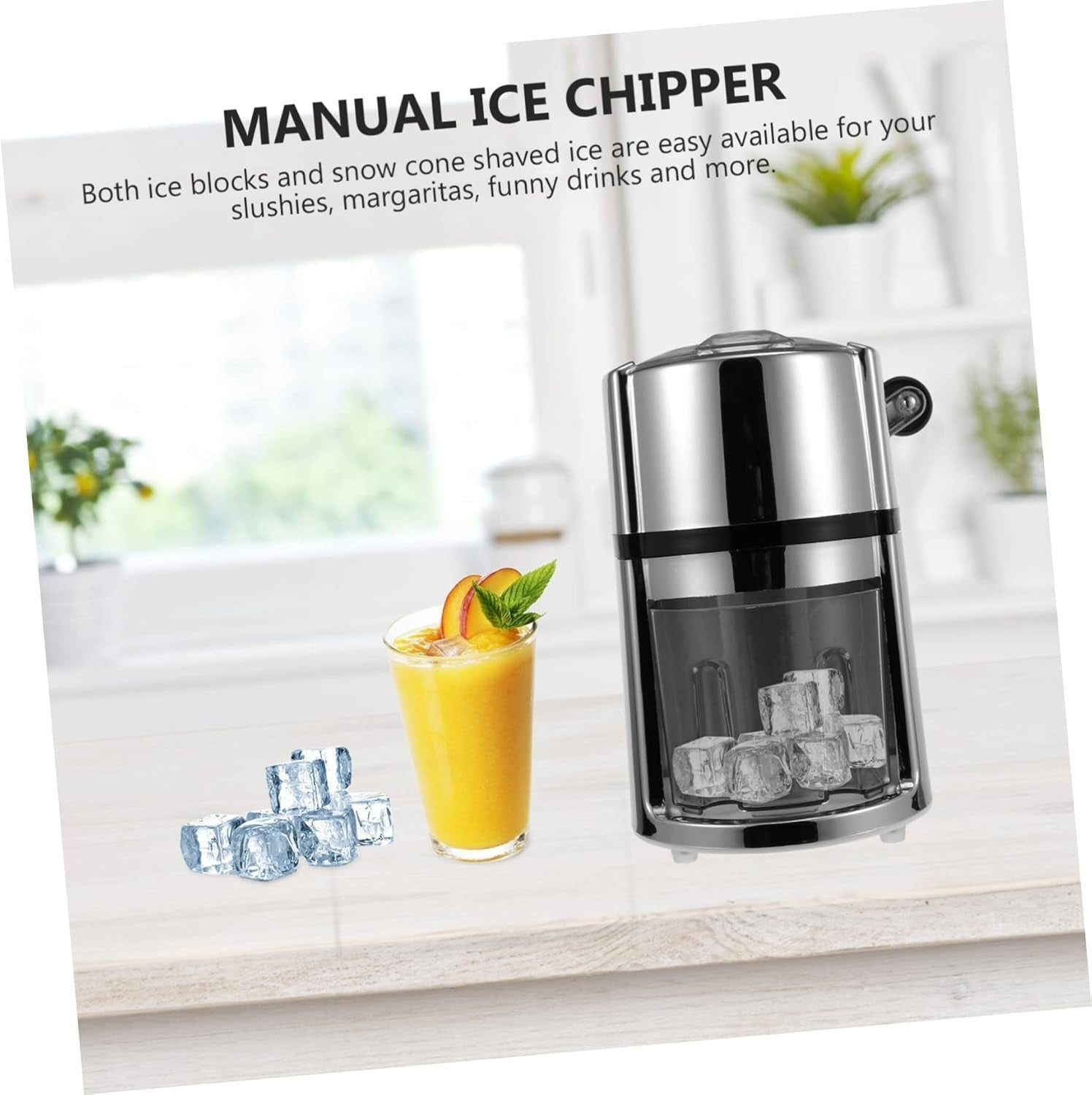 Manual Ice Crusher Hand Crank Shaved Ice Slush Maker Home Travel Use