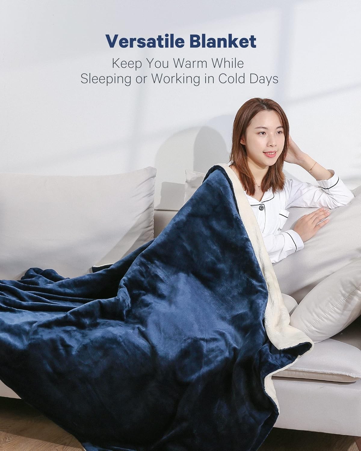 Extra Large Electric Heated Blanket 180x130cm 4 Heat Settings Timer Washable