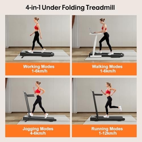 Folding Incline Treadmill with RGB Lighting Quiet 4-in-1 Walking Pad Home Gym