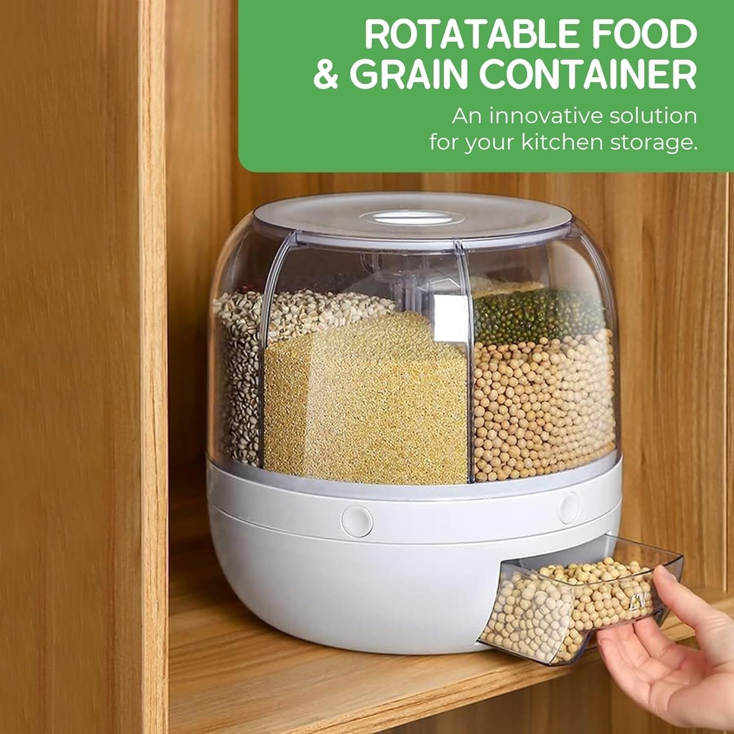 6 Grid 360° Rotating Rice Dispenser Airtight 3KG